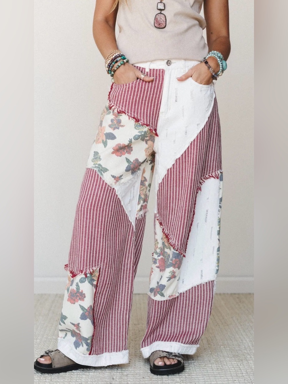 Goldenrae by Pol - Patchwork Boho Pants - Size L - NWOT